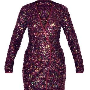 Burgundy Sequin Long Sleeve Blazer dress!